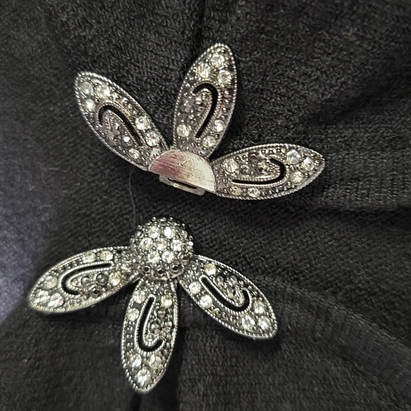 Lane Bryant Dressy Black Knit Cardigan Shrug with Rhinestone Clasp - Picture 11 of 12